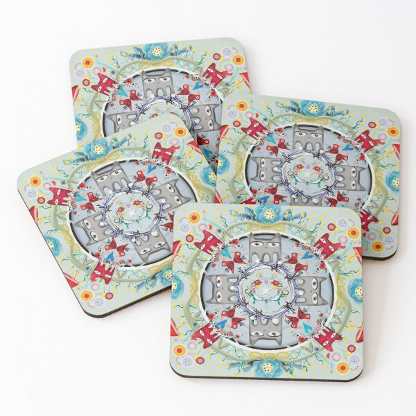 Item preview, Diagram cats birds geometric pattern designed and sold by rupydetequila.