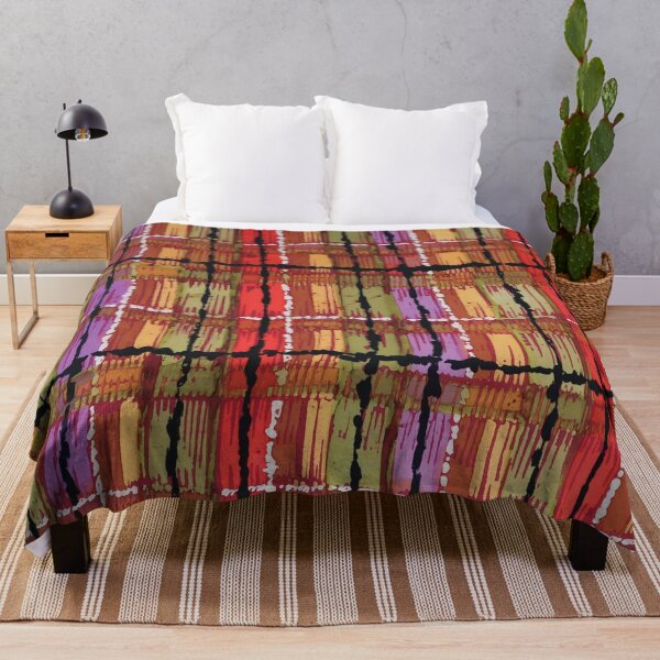 Aperçu de l'œuvre Plaid batik brossé dans des couleurs chaudes créée et vendue par Leslie Rogers Todder.