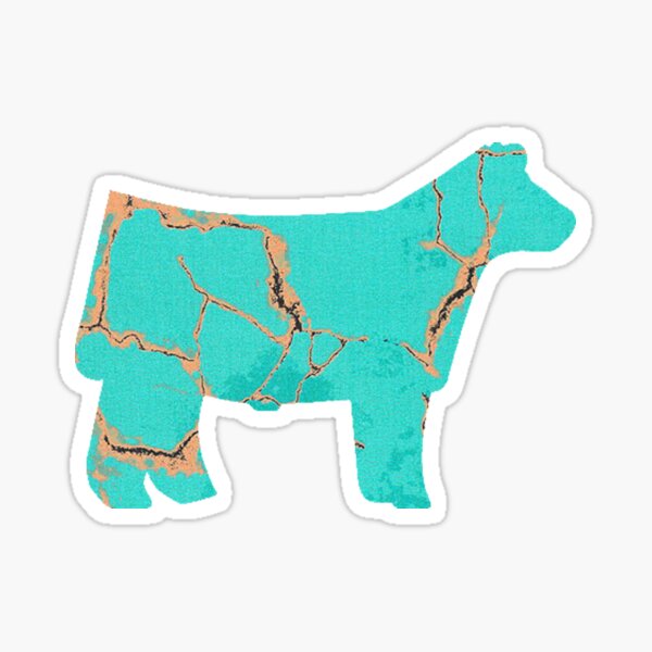 Turquoise Gold Steer Sticker