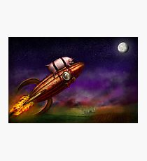 Flying Pig - Rocket - To the moon or bust Photographic Print