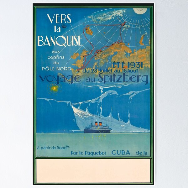 Item preview, Vers la Banquise vintage travel poster designed and sold by stickart-marek.