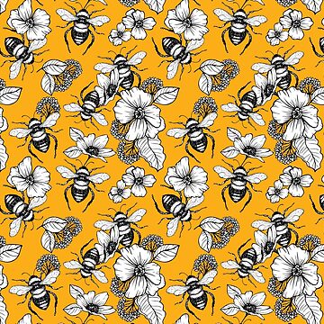 Artwork thumbnail, Vintage Honey Bee Seamless Pattern by meghanmarie