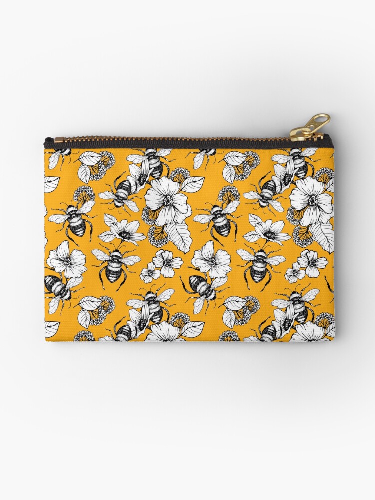 Thumbnail 1 of 4, Zipper Pouch, Vintage Honey Bee Seamless Pattern designed and sold by meghanmarie.