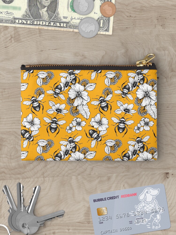 Thumbnail 3 of 4, Zipper Pouch, Vintage Honey Bee Seamless Pattern designed and sold by meghanmarie.