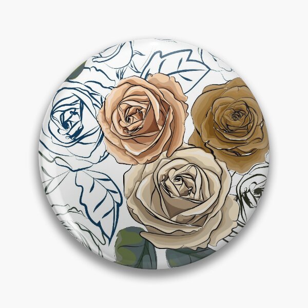 Item preview, Roses bouquet retro flower style with rose  line art  designed and sold by WeeraS.