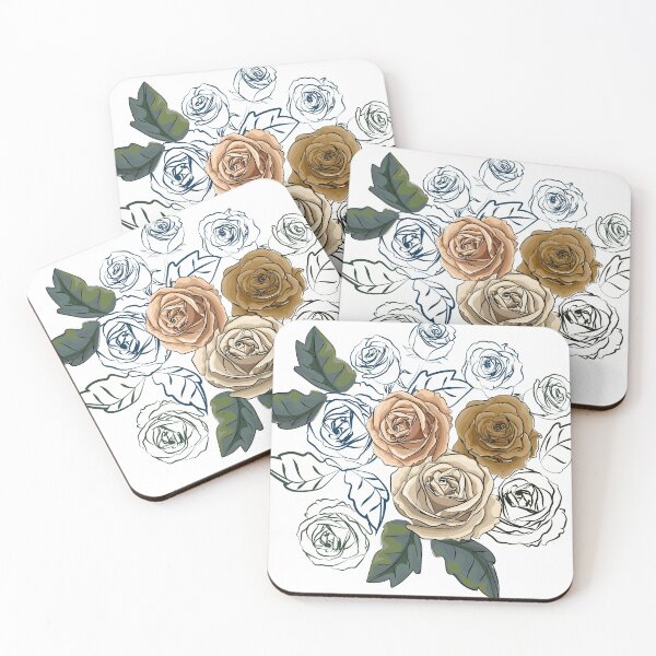 Item preview, Roses bouquet retro flower style with rose  line art  designed and sold by WeeraS.