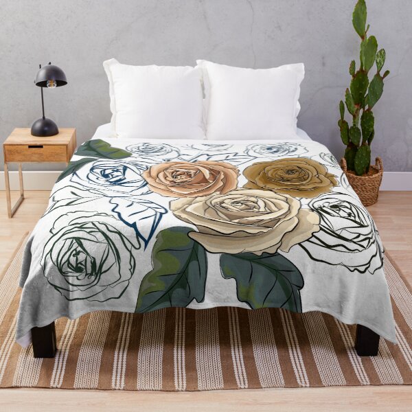 Item preview, Roses bouquet retro flower style with rose  line art  designed and sold by WeeraS.