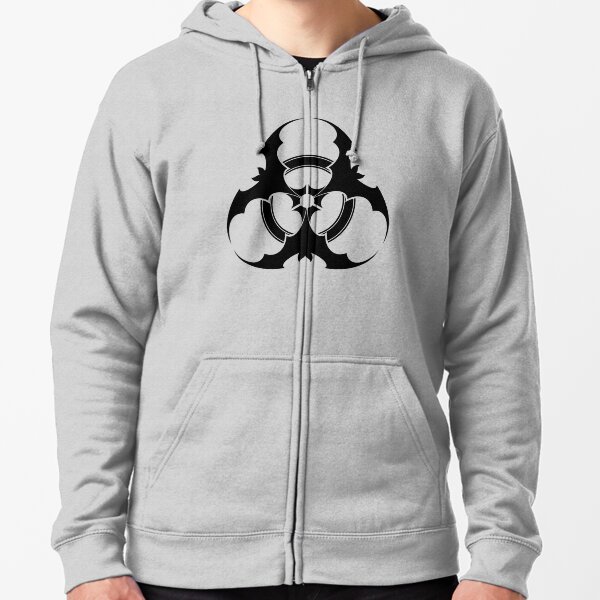Biohazard Symbol Embroidered Black Hoodie Sweatshirt S-5X 