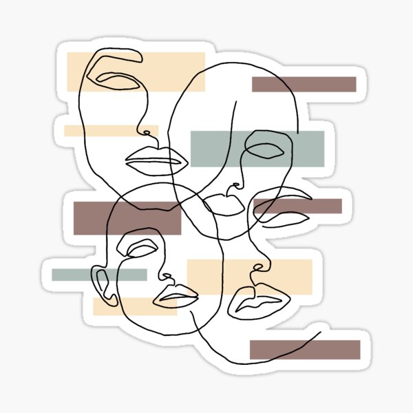 abstract single line face sticker by eo582 redbubble
