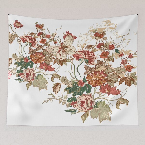 Item preview, Chinese art print - flower branches with various flowers butterfly designed and sold by Kallandra.