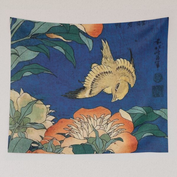 Item preview, Katsushika Hokusai | Canary and Peony designed and sold by badguyduh.