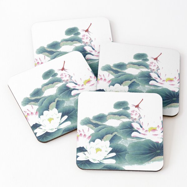 Item preview, Chinese ink painting - lotus water lilies with dragonfly designed and sold by Kallandra.
