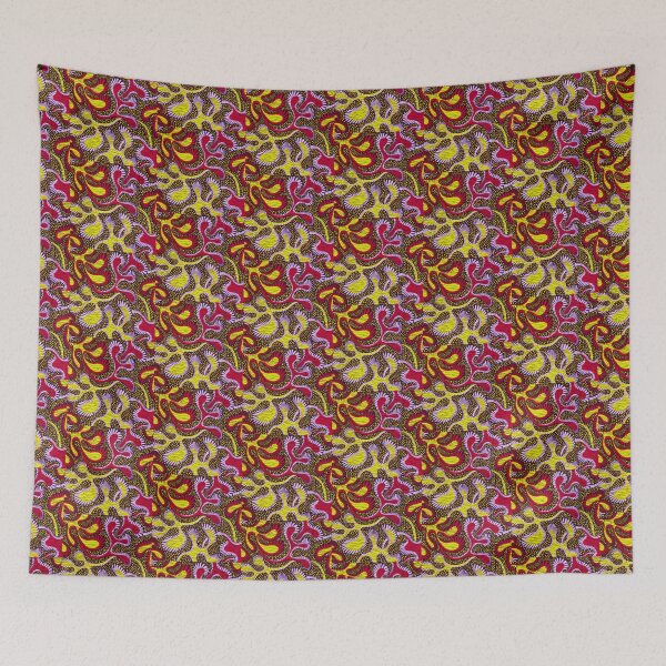 Item preview, African Tribal Chic Print with Yellow/ Gold, Red/ Crimson, Purple/ Thistle and Black Tones - Abstract Leaf Pattern designed and sold by AudaciousGB.