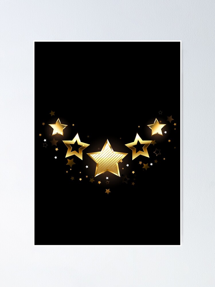 Póster « estrellas brillantes sobre un fondo negro. Cinco estrellas. Diseño  con estrellas. Estrella dorada.» de Blackmoon9 | Redbubble