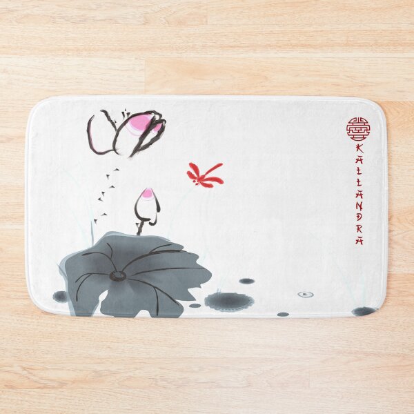 Item preview, Chinese ink painting - lotus water lilies with butterfly designed and sold by Kallandra.