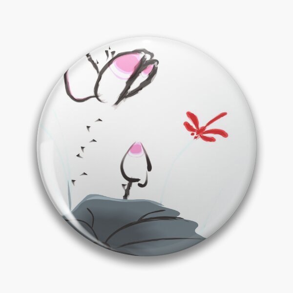 Item preview, Chinese ink painting - lotus water lilies with butterfly designed and sold by Kallandra.
