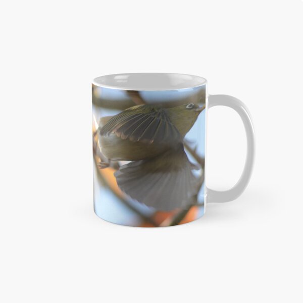 Item preview, Caught in the act- Silvereye in flight- New Zealand Birds designed and sold by lizdomett.