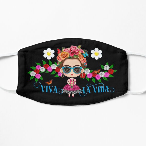 adorable masque facial Frida avec monture de lunettes de soleil bleues et roses colorées Masque sans plis