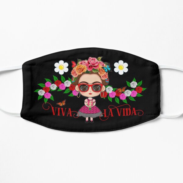 adorable masque facial Frida avec monture de lunettes de soleil rouges et roses colorées Masque sans plis