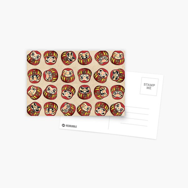 Pequeños muñecos daruma "kawaii" - Traen la Buena Suerte! Postal