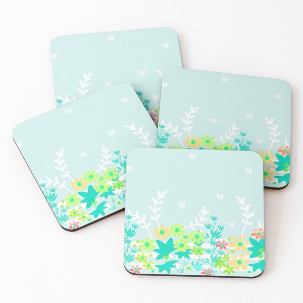 Item preview, Seamless pattern floral. Delicate turquoise, blue, flowers, fringe, border, edging, designed and sold by fuzzyfox.