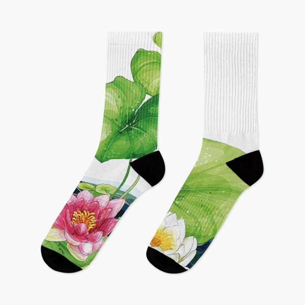 Artikelvorschau, Chinesischer Kunstdruck - Lotus Stiele Seerosen im Teich entworfen und verkauft von Kallandra.