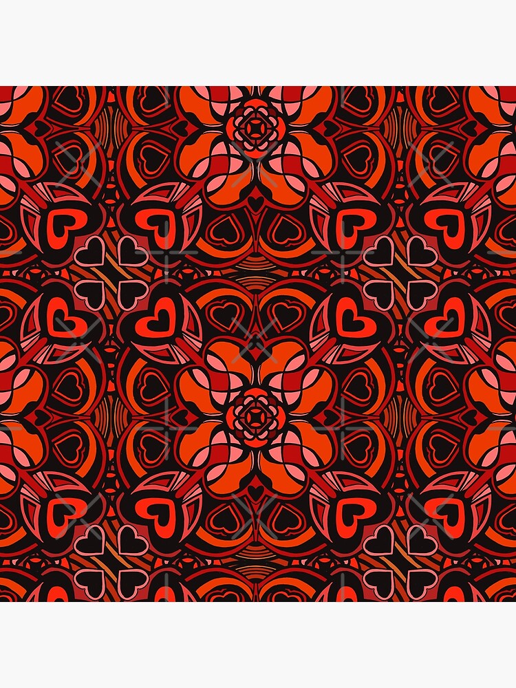 Red Hearts Mandala - Red & Black Palette by sketchbookjo
