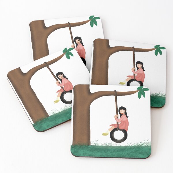 Item preview, Girl child playing Tyre swing hanging to branch of tree designed and sold by abhishekarts.