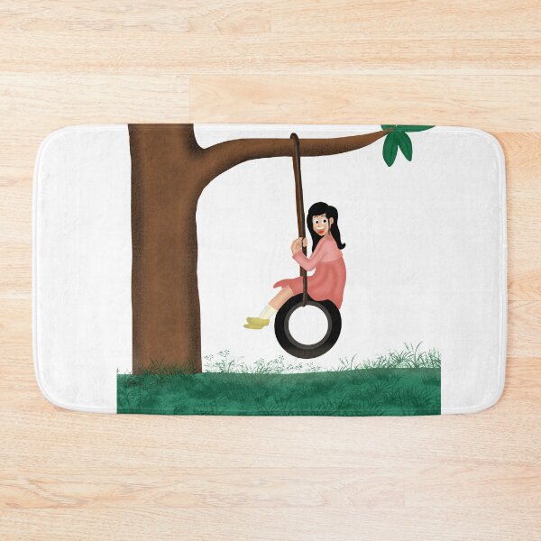 Item preview, Girl child playing Tyre swing hanging to branch of tree designed and sold by abhishekarts.