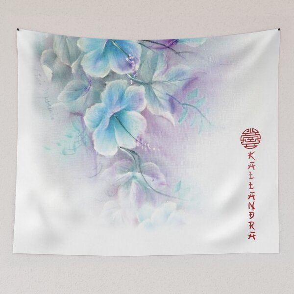 Item preview, Chinese ink painting - delicate blue flowers - blossom branch with blue flowers designed and sold by Kallandra.