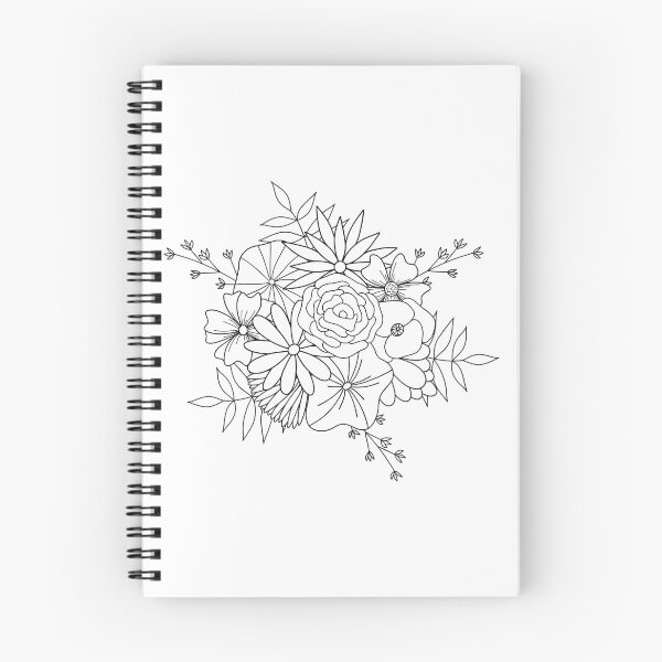 Item preview, Black and white Botanical Line Drawing Bouquet designed and sold by stephdaydesigns.