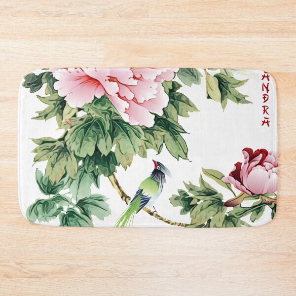 Item preview, Chinese ink painting - pink roses rose branch with bird designed and sold by Kallandra.