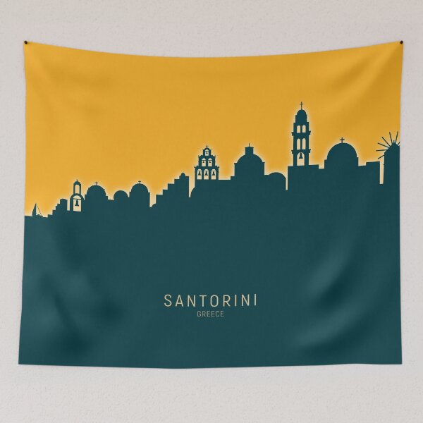 Aperçu de l'œuvre Santorini Skyline créée et vendue par ArtPrints.
