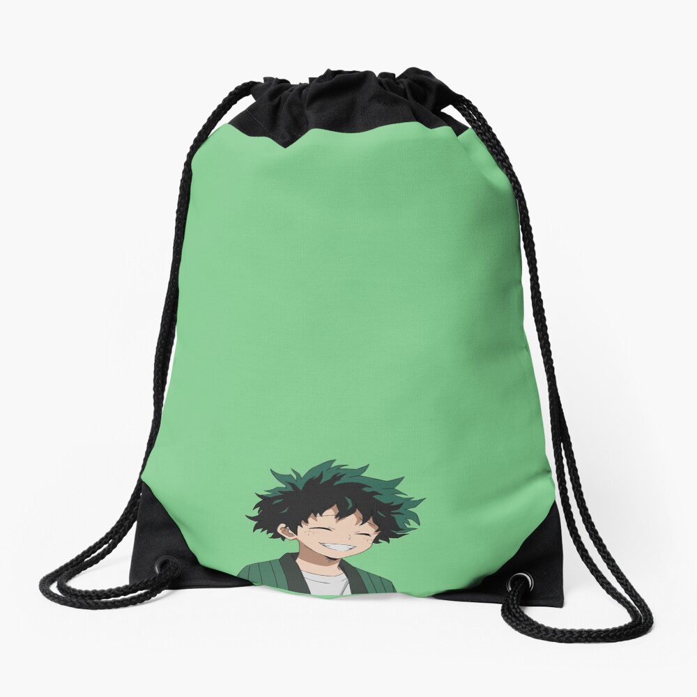 Mochila saco «Sonriendo Deku con un abrigo» de AbdullaBinTalib | Redbubble