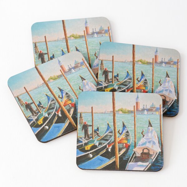 Item preview, Gondolas moored near San Marco in Venice designed and sold by Dai Wynn Fine Art.