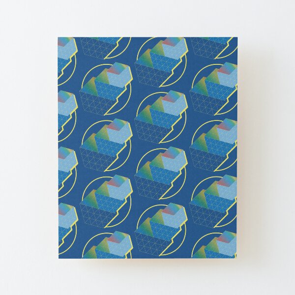 Blue Ascending Cubes Wood Mounted Print