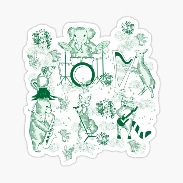 Jungle Jam- Whimsical Toile- Emerald Green Woodland Band Sticker