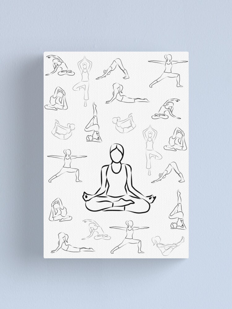 "Black and White Yoga (white background)" Canvas Print for Sale by