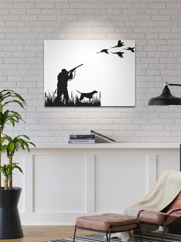 Pheasant hunter with dog Metal Print for Sale by PepaAnaRB