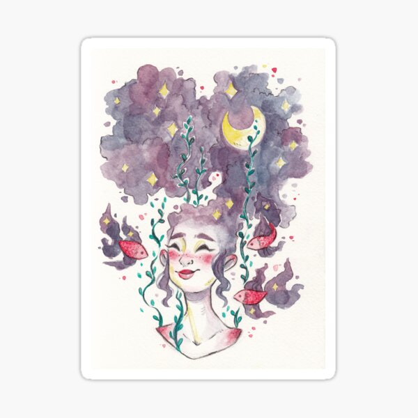 Item preview,  un avec l'univers. Fabriqué avec des crayons aquarelle et des marqueurs designed and sold by kattvalk.