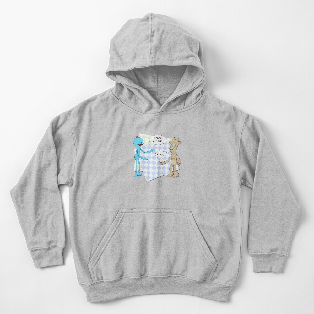 Rick and Morty's Mr. Meeseeks meets Gaia's child. Dark variant. Kids Pullover Hoodie