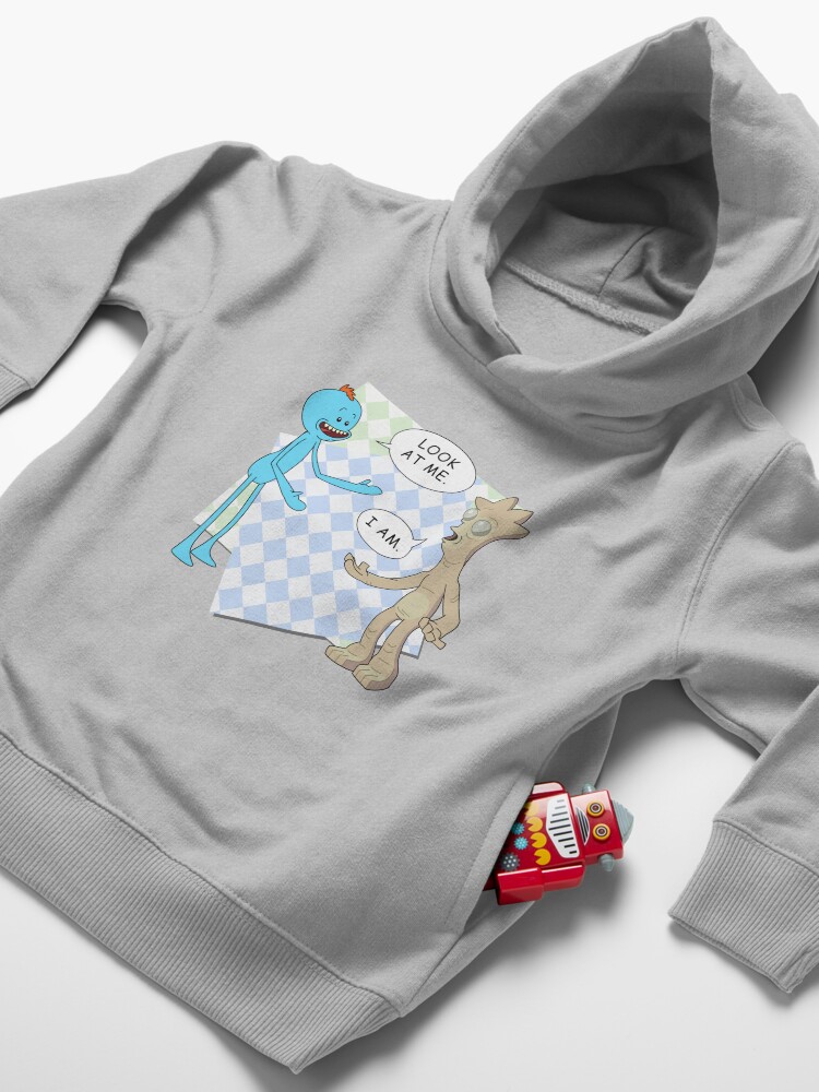 Alternate view of Rick and Morty's Mr. Meeseeks meets Gaia's child. Dark variant. Toddler Pullover Hoodie