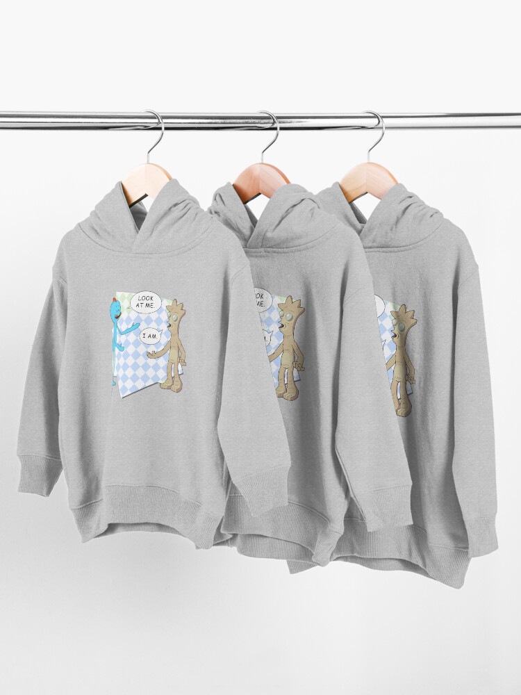 Alternate view of Rick and Morty's Mr. Meeseeks meets Gaia's child. Dark variant. Toddler Pullover Hoodie