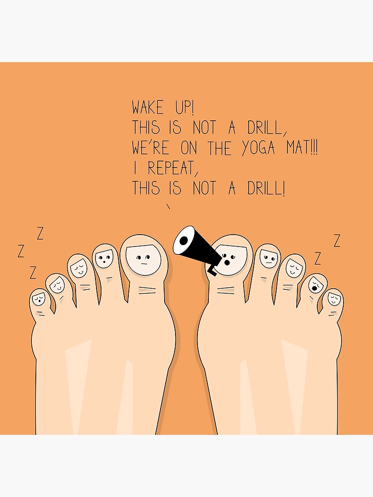 Funny illustration of feet on the yoga mat Poster for Sale by SooperYela