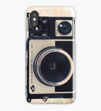Retro - Vintage Pastel Camera on Beige Pattern Map Background iPhone Case/Skin