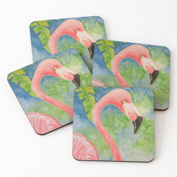 Artikelvorschau, Flamingo Rosa Aquarell Blau Grün Tropischer Vogel entworfen und verkauft von LindaZArtist.