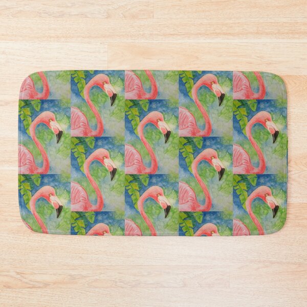 Item preview, Flamingo Pink Watercolor Blue Green Tropical Bird designed and sold by LindaZArtist.