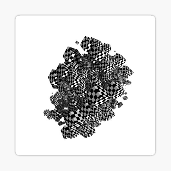 Geometric cubes in black and white check pattern. Sticker