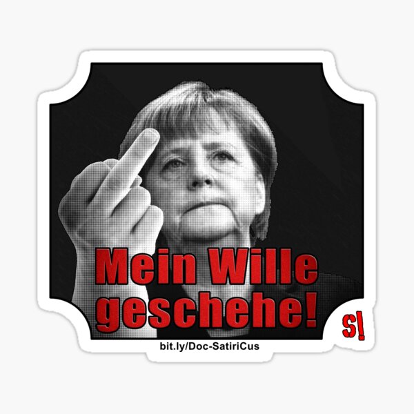 than just "Merkel has to go!" :) | Stink finger Sticker