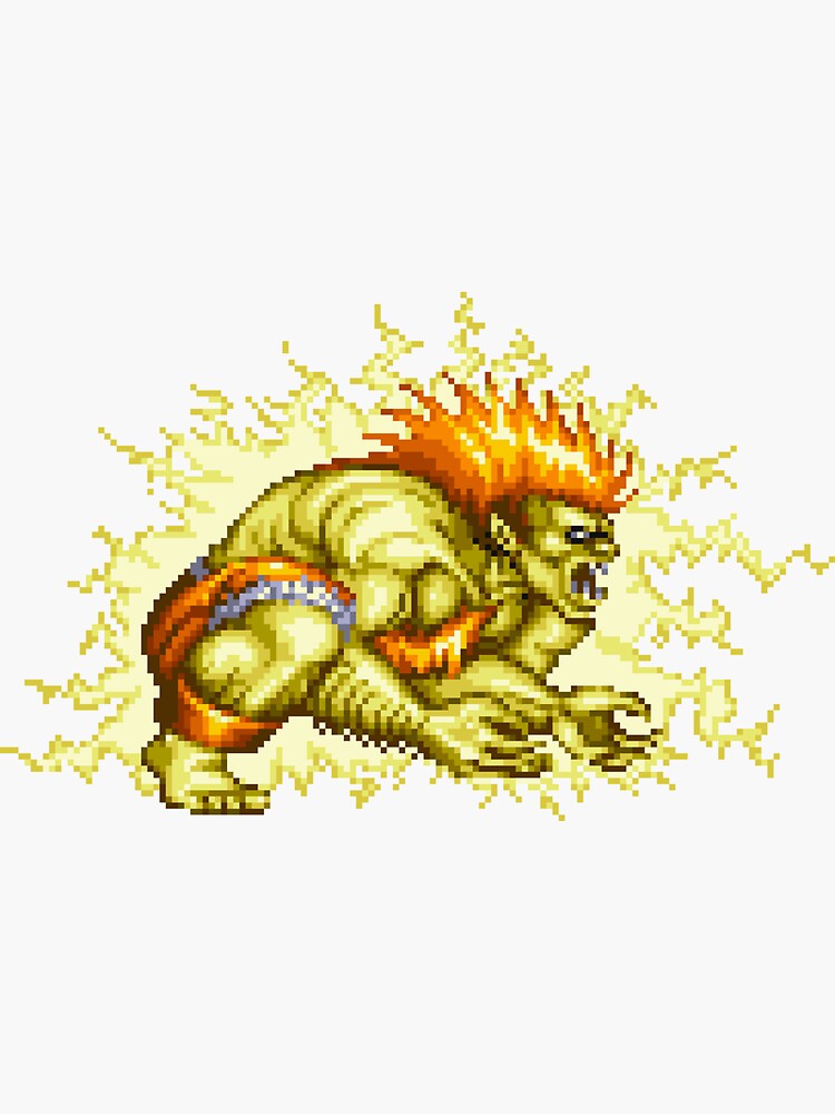 Thumbnail 3 of 3, Sticker, Blanka Electric Thunder designed and sold by PexelPirfect.